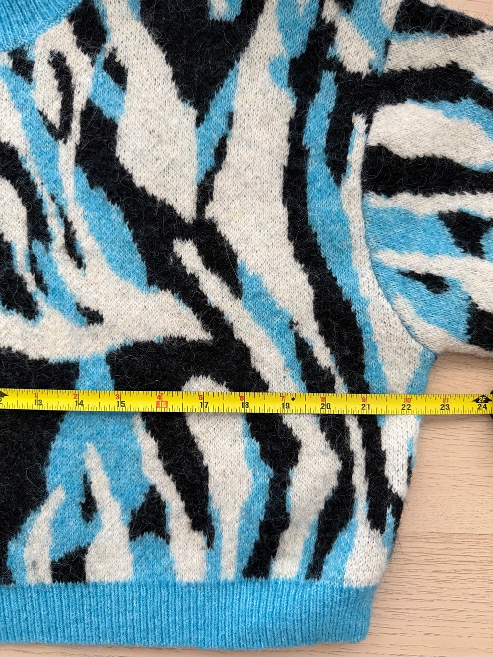 Zara Jacquard Animal Print Sweater Blue Black White Size S - Picture 10 of 11